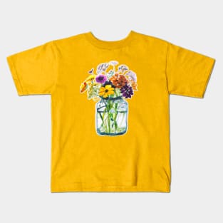 Mason Jar of Wildflowers Kids T-Shirt